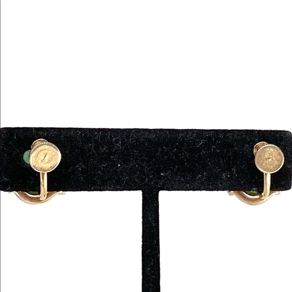 Vintage Earrings Scarab Carved Screw Backs - Picture 9 of 9